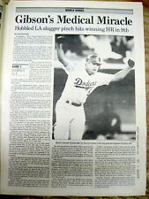 1988 newspaper KURT GIBSON walk on HOME RUN Baseball WORLD SERIES for LA DODGERS picture