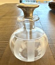Vtg. Hawkes  Art Deco Etched Glass Perfume/Cologne Bottle w/Sterling Topper 3.5