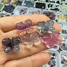 5pc Natural Fluorite butterfly Carved Quartz Crystal Skull Gift healing gift picture