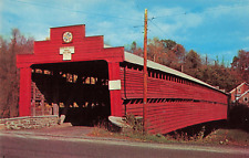 Lenhartsville PA, Dreibelbis Station Covered Bridge, Vintage Postcard picture