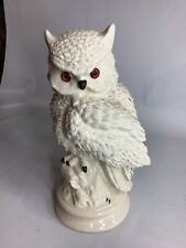 1970’s White Ceramic Owl Signed Mary Jon Statue  12in high  Beautiful  Detailed picture
