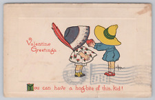 Galveston Texas Valentine Greetings Children Hogs-bite 1913 Vintage Postcard picture