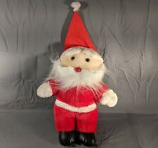 Vintage Fluffy Santa Claus Christmas Plushie Red Nose White Beard Great Cond picture
