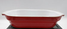 Emile Henry French Baking Dish Casserole Rouge Red White Stoneware FRANCE 799 picture