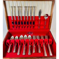 42 pc set Oneida 1881 Rogers Del Mat Silverplate Grille Flatware w/chest picture