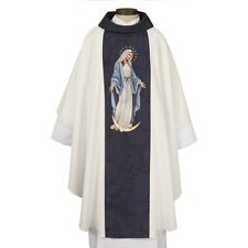 Ornate Printed Our Lady Of Grace Chasuble and Matching Stole for Church 51 In picture