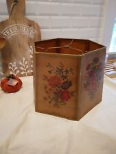 Antique hexagon paper lampshade with flowers. Beautiful picture