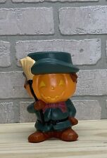 Vintage 6.5” Halloween Jack O Lantern Scare Crow Pumpkin Statue Figurine Decor picture