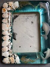 Vintage Kirch Dolphins Shells Ocean Beach Blue Clear 7x5 Inch Picture Frame picture