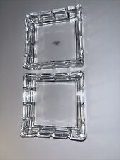 Set Of 2  Vintage Avon Over 24% Lead Crystal Heavy Square Trinket /Jewelry Box picture