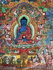 Handmade Silk Thangka Brocade Medicine Buddha Tibetan Buddhism 39x24”  picture