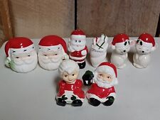 Lot of 4 Vintage Christmas Ornaments - Mr. Mrs. Clause Santa Heads Sack of Toys picture