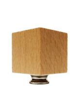 Lamp Finial-SOLID BEECH WOOD CUBE-W/Dual Thread Base-Chrome picture