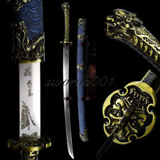 Chinese Dao Sword Brotherhood Of Blades Double Groove Carbon Steel Blue Scabbard picture