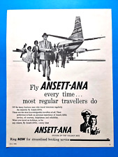 ANSETT -ANA  1960s Australian AIRLINES Plane Aviation  Vintage Magazine AD  APL2 picture