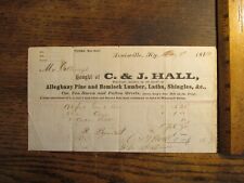 Antique Ephemera Billhead 1860s Louisville KY C & J Hall Pine Hemlock Lumber picture
