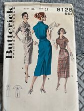 Vintage 1950's Butterick 8128 BACK-PLEATED DRESS Sewing Pattern Women Sz14 UNCUT picture