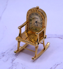 Vintage Timex Quartz Clock In Mini Brass Rocking Chair picture