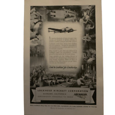 Vintage 1939 Lockheed Aircraft Corporation Ad Advertisement picture