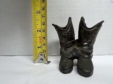 Vintage Miniature Brass Cowboy Boots With Spurs Country Western Small Figurine  picture
