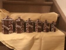 FRENCH ENAMELWARE HEXAGON CANISTER SET.  very rare. picture