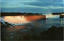 Illuminated view of Niagara Falls   New York postcard picture