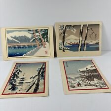 4 Vintage Japanese Woodblock Print Christmas Cards picture
