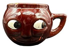 VTG McCoy USA Pottery Brown Black Smiley Face Coffee Mug Cup Man in Moon MCM picture