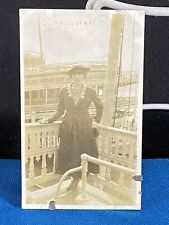 Well Dressed Woman Riverboat Cincinnati Ohio Antique 1919 Snapshot Photo picture