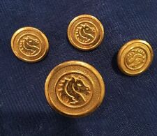 4 Vintage Golden Age Gilt Buttons With Horses Or Are They Dragons? picture