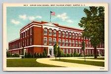 Sumter South Carolina Junior High School West Calhoun St VINTAGE Postcard picture