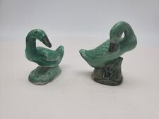 Lot of 2 small Vintage Chinese Mudman Geese Figurines mud clay ceramic picture