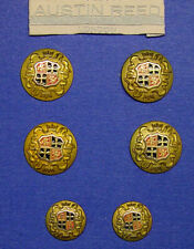 Set of 6 AUSTIN REED LONDON Enamel Rampant Lion Crown Cross Replacement Buttons  picture