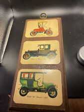 Antique Cars Wooden Wall Plaque 1903 Oldsmobile 1913 Packard 1907 Cadillac Limo picture