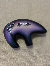 Navajo Native American Art Pottery Hand Painted Purple Spirit Bear picture