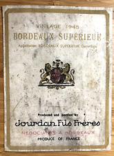 VTG 1945 BORDEAUX SUPERIEUR WINE LABEL JOURDAN FILS FRERES FINE FRENCH WINE picture