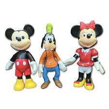 Walt Disney VTG 3 Figure Lot Mickey Mouse Minnie Goofy 6 Inch picture