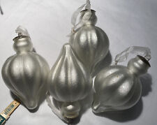 4 Vintage Glass Silvered Midwest Kugel Christmas Ornaments picture