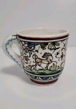 Coimbra Portugal XVII Hand Painted Bird Dog Floral Mug Vintage Ceramic Signed picture