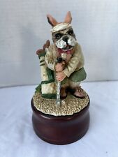 English Boxer Dog Golfer Anthropomorphic Music Box 6.5 inch - **Chipped** picture