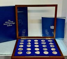 Official NASA Manned Space Flight Emblems 25 Sterling Medals Set, Display, Paper picture