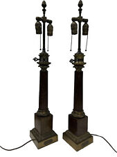 A PAIR OF EARLY C19TH FRENCH EMPIRE COLUMN GAS LAMPS picture