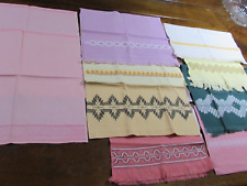 Vintage Swedish Huck Weave Kitchen Tea Towels Hand Embroidered ~ Lot of 10 picture