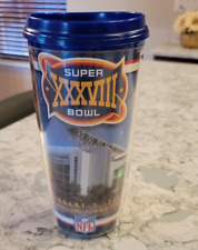 New 2004 NFL Super Bowl XXXVIII Tumbler Beer Plastic Mug Patriots Panthers 16 oz picture