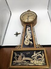 Vintage Sessions Wind-Up Banjo Clock with Key Dragon Graphics Wood Parts Only picture