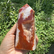 570g Natural red agate obelisk quartz crystal geode cluster tower point healing picture