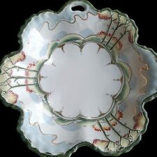 Vintage Hand Painted Scalloped Moriage Edge Porcelain 7.25