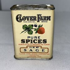 Vintage Clover Farm Pure Spices Sage Tin 1.5oz Cleveland OH 3/4 Full picture