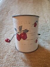 Vintage Bromwell's 3 Cup Sifter White Red Apples Red Handle RUSTY Prim Country  picture