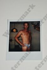 handsome man in blue underwear gay int Vintage  Polaroid Instant Photograph as picture